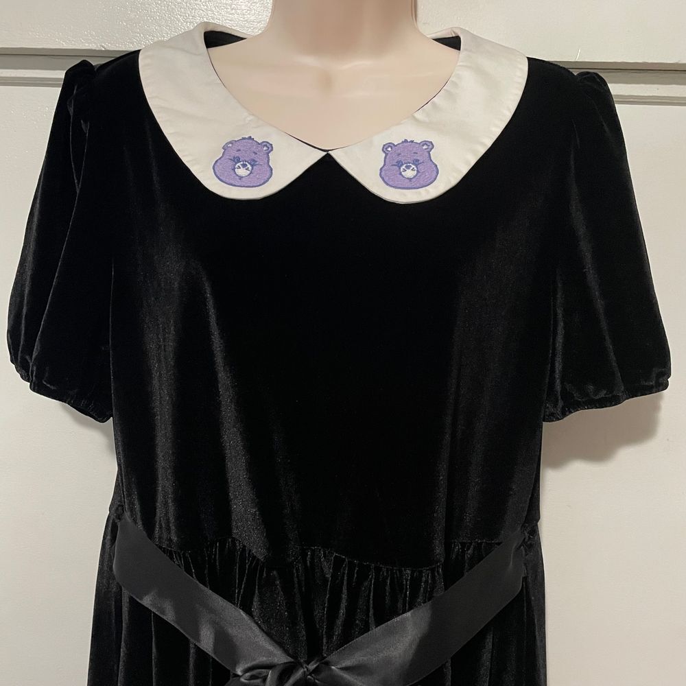 Dolls Kill X CARE BEARS XL Love You Forever Black Velvet Babydoll Dress - Picture 10 of 14